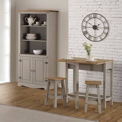 3 Piece Drop Leaf Pine Solid Wood Dining Set Y414