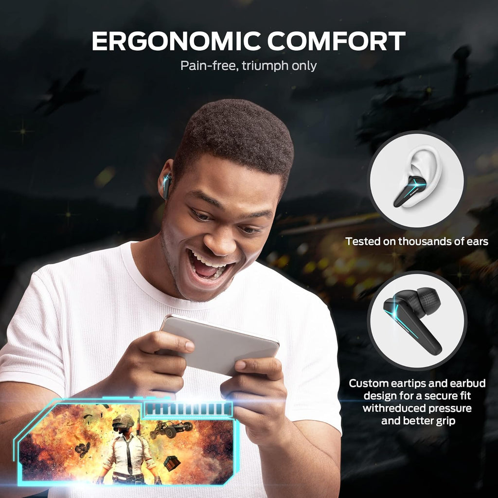 Black TWS Gaming Earbuds with Bluetooth 5.0 C485