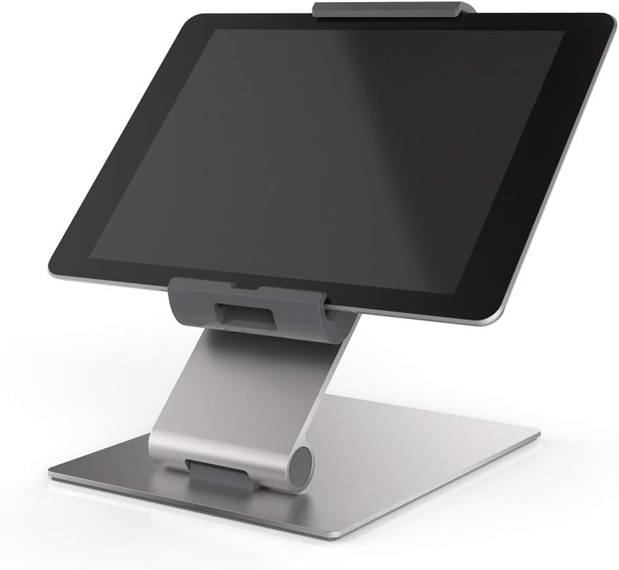 Tablet Holder Wall/Cabinet Mount, 360 Degrees Rotation, Anti-Theft Device, Silver/Charcoal, Pack of 2 I797131