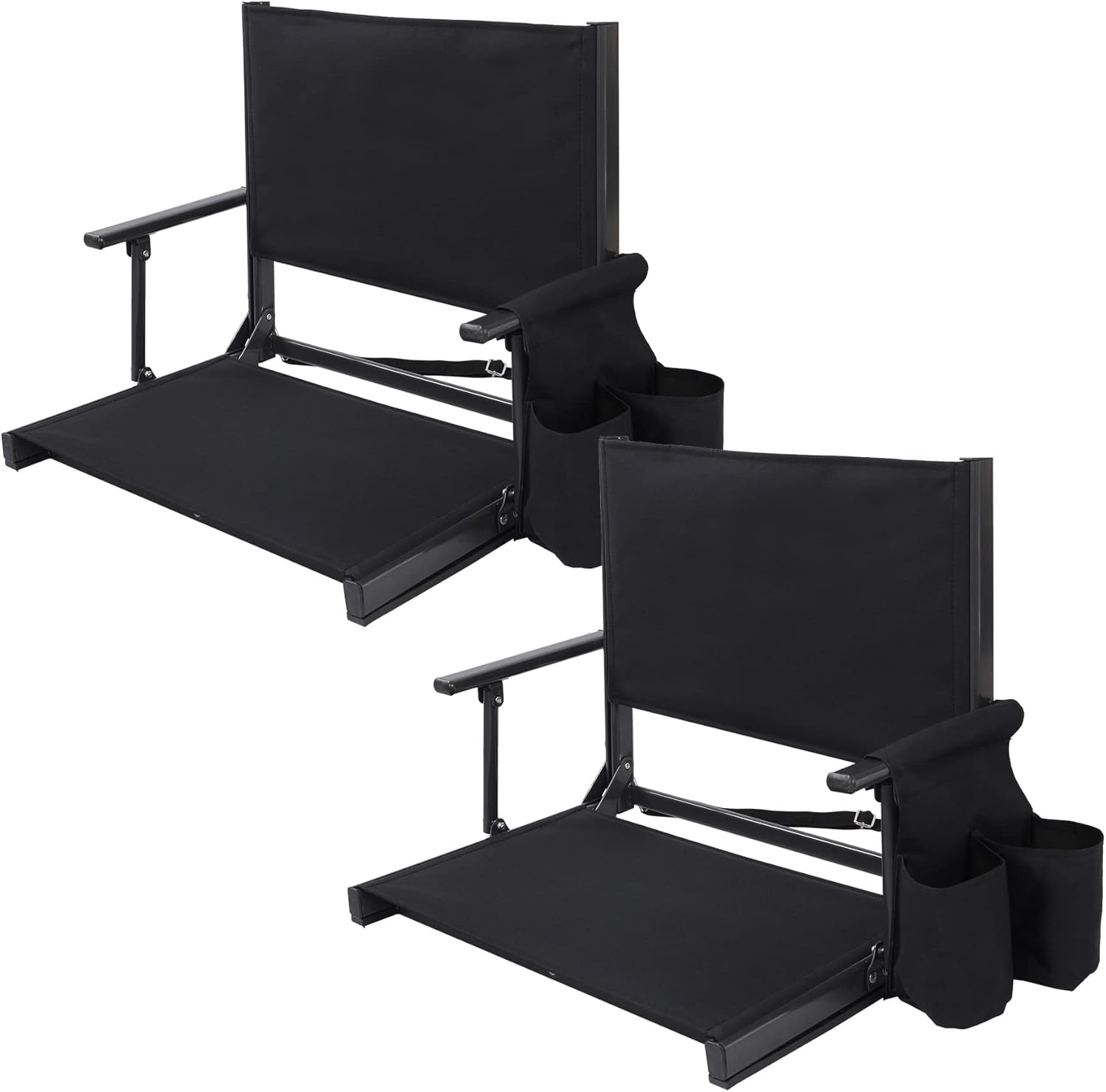 Black Folding Stadium Chair with Cup Holder I46545