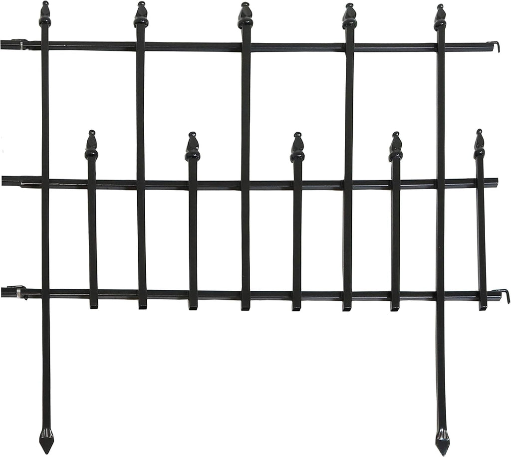 5-Piece Black Steel Garden Fence Panel Set T9049