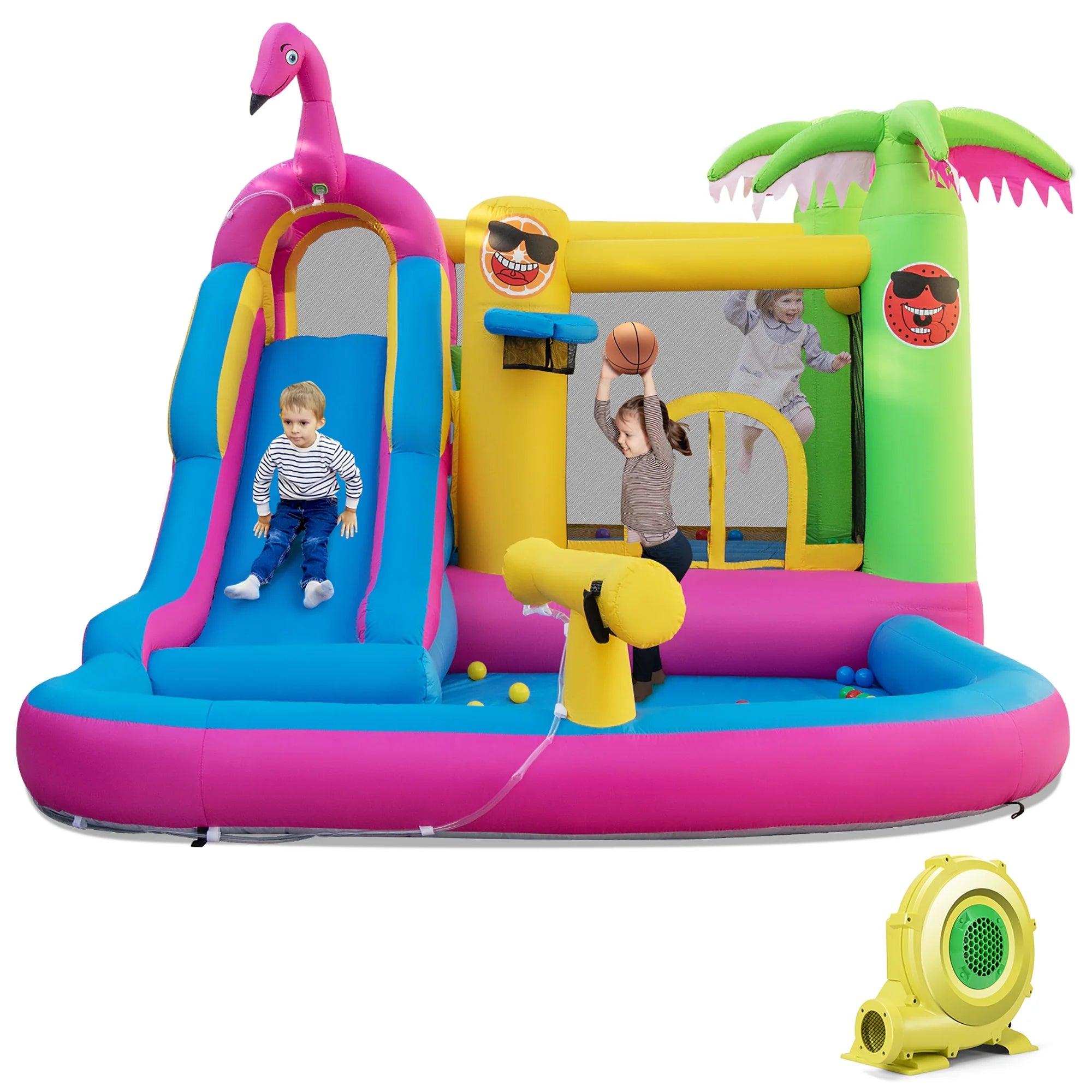 Tropical Inflatable Bounce Castle with Ocean Ball and 735W Blower H499