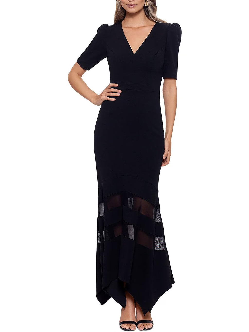 Illusion Fit & Flare Evening Dress N4042