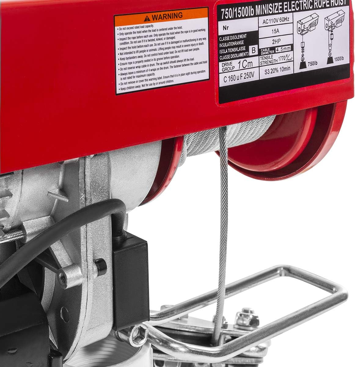 1500 LBS Electric Hoist with Remote Control Dual Line Operation Y635381