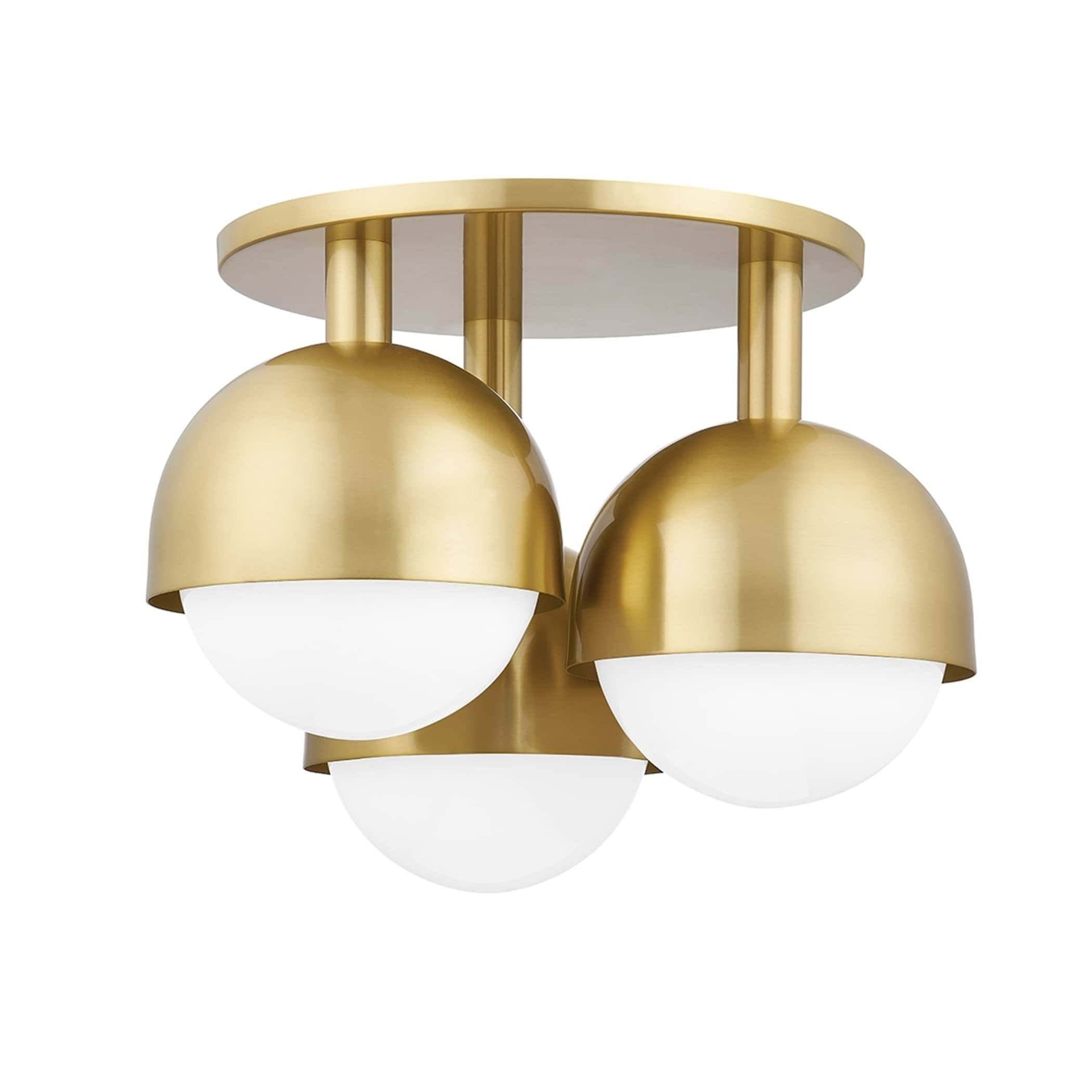 3 Light Semi Flush Aged Brass P295661