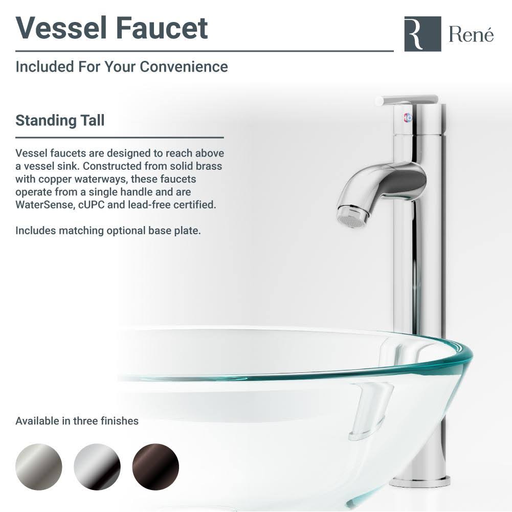 16-5/8x22 Glass Vessel Bathroom Sink with Vessel Faucet U252782
