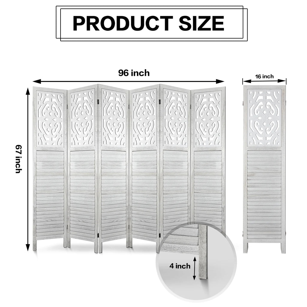 White 6 Panel Room Divider Y807