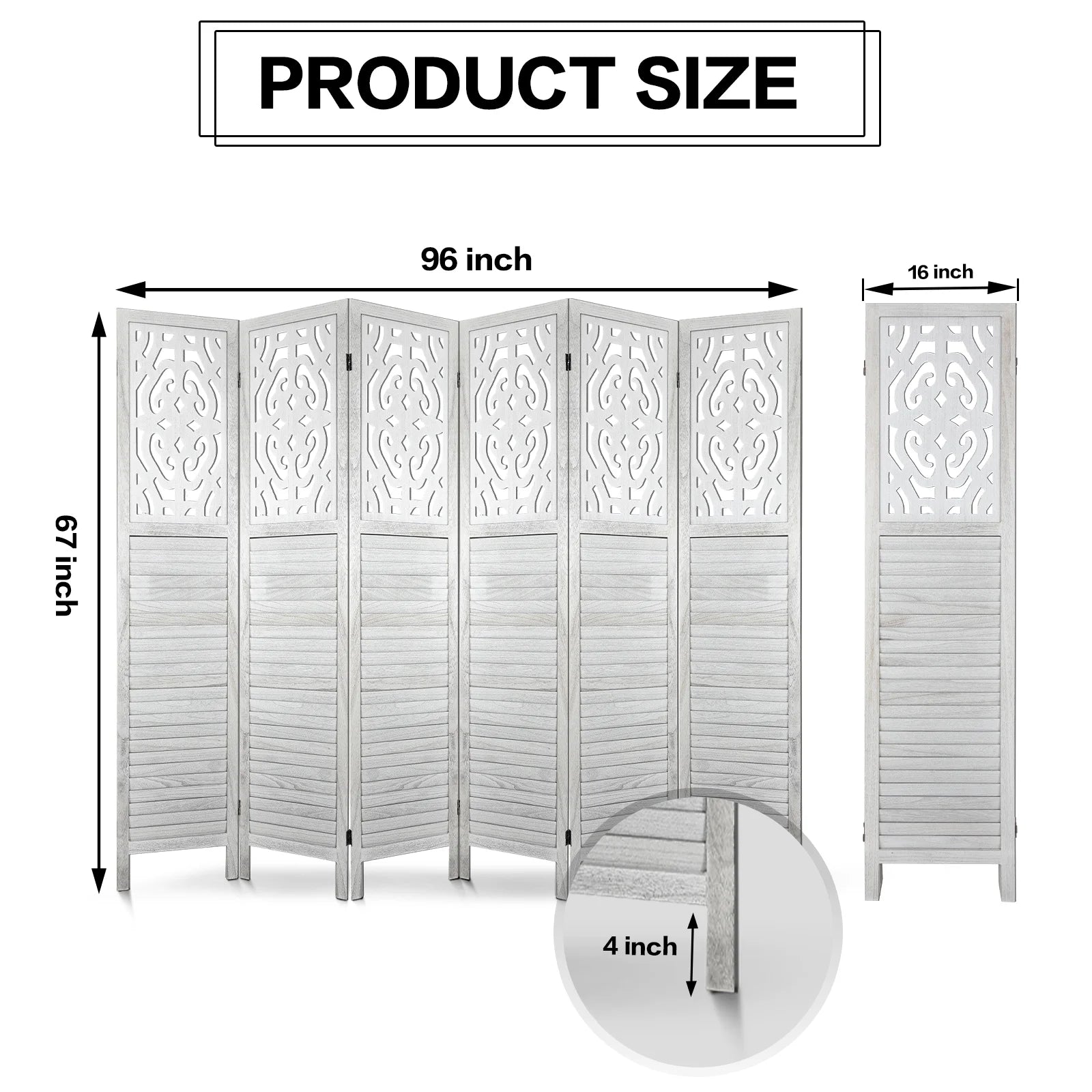 White 6 Panel Room Divider Y807