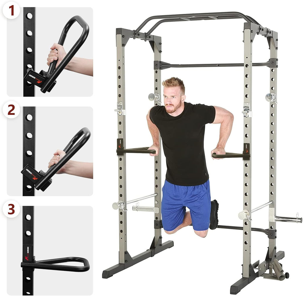 Set of 2 Barbell Rack Holders Dip Grip Handles H71318