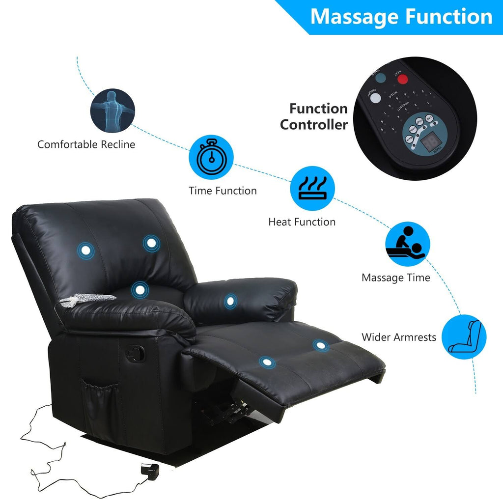 Black PU Leather Rocker Recliner H376605