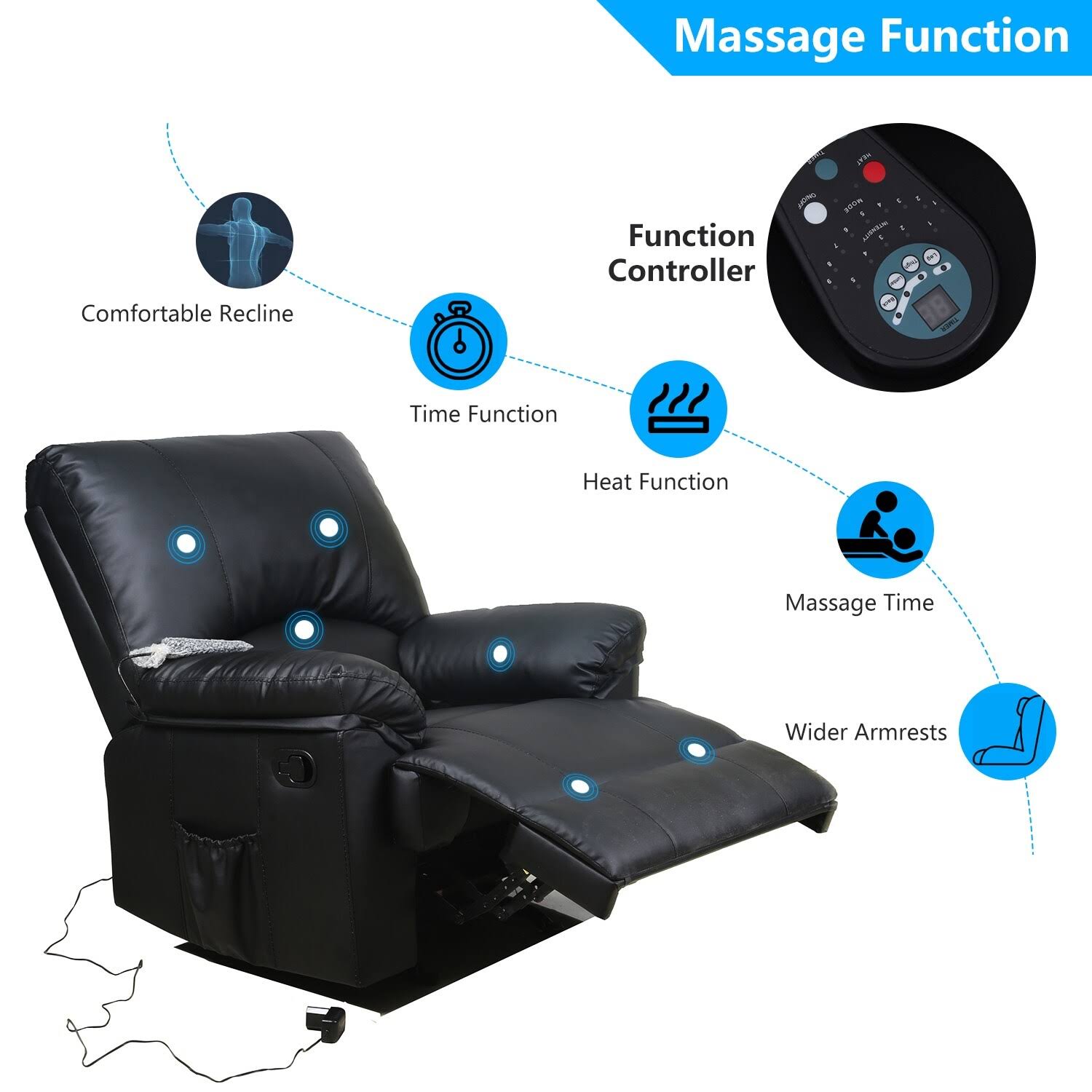 Black PU Leather Rocker Recliner H376605