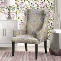 Yellow Polyester Wingback Chair O189