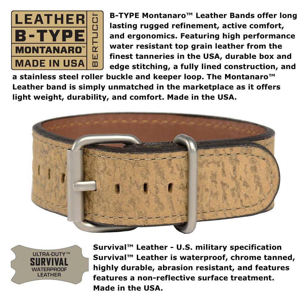 Black Coyote Survival Leather Watch O977986