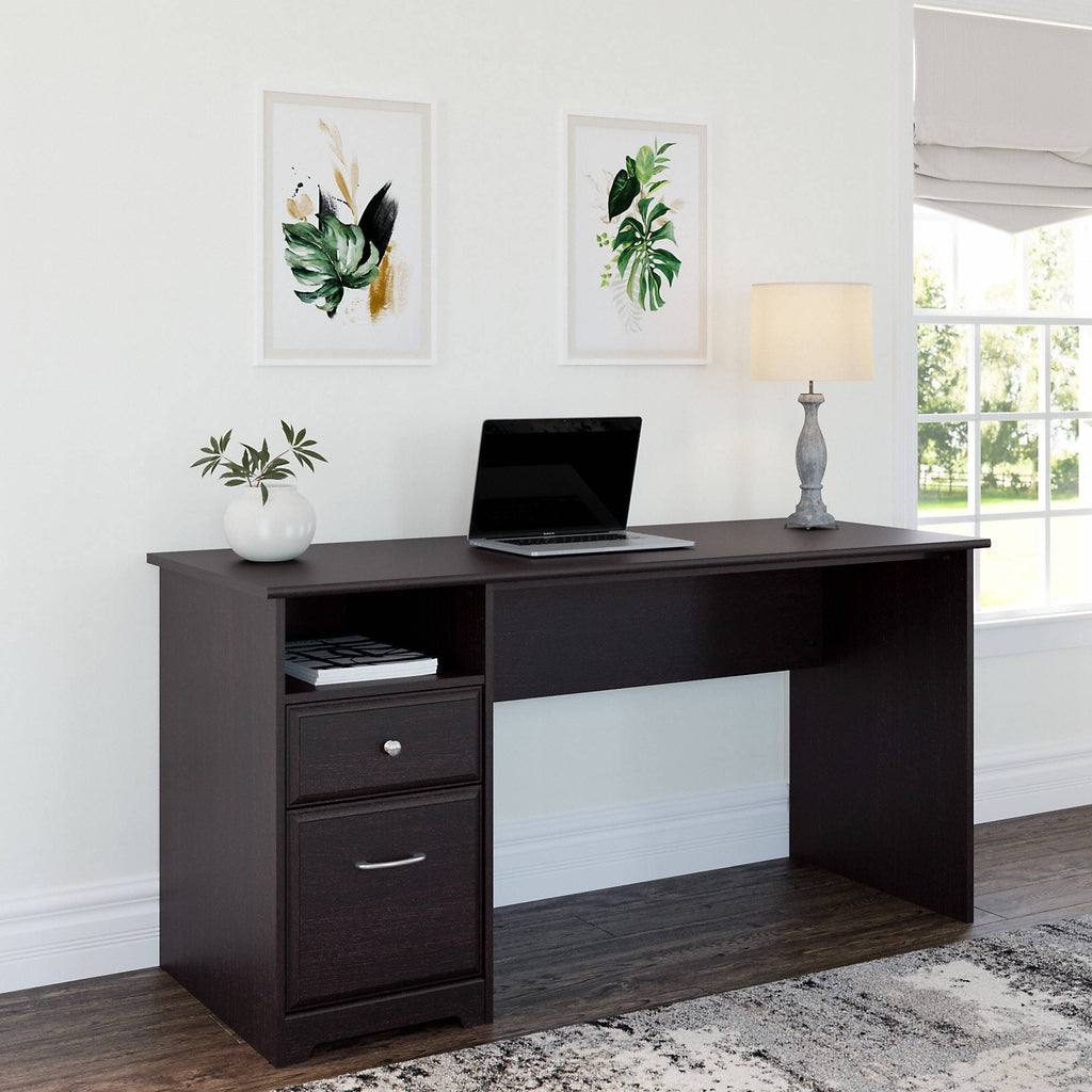 60W Computer Desk with Drawers in Espresso Oak X90155