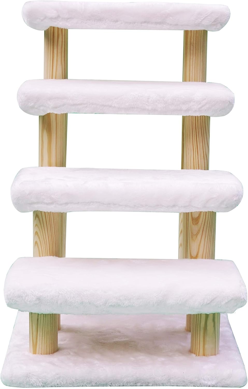 Wooden Pet Stairs 4-Step with Detachable Carpet White Pack of 2 O975989