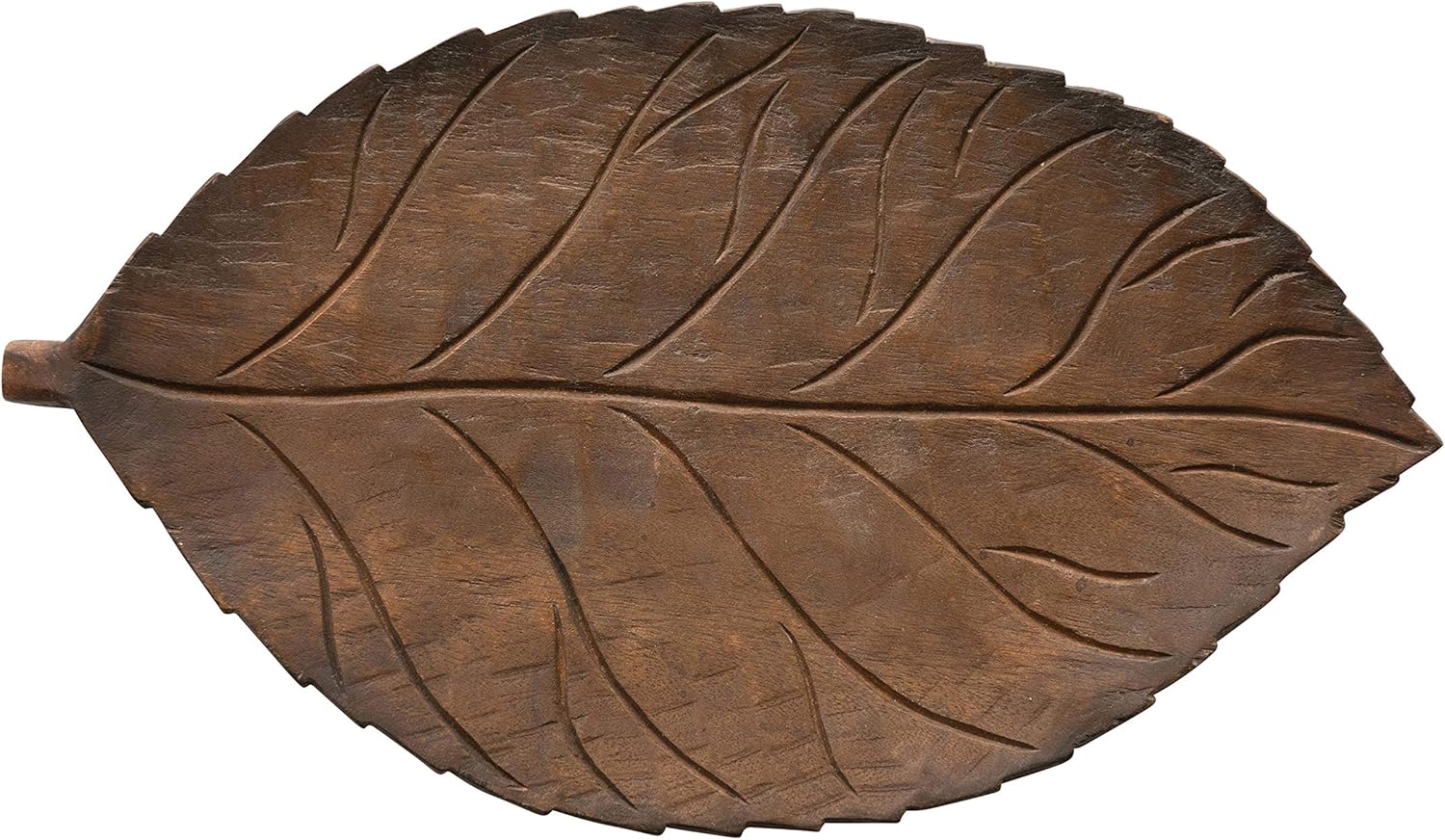 Hand-Carved Mango Wood Leaf Tray Z379944