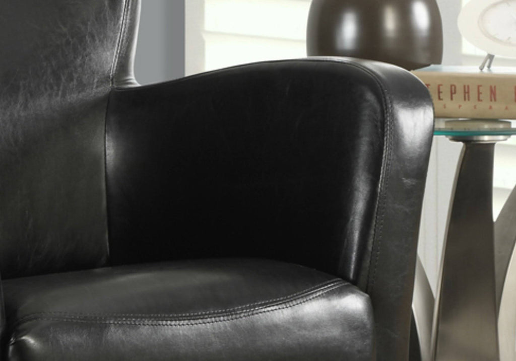 Black Foam Solid Wood Leather-Look Accent Chair I780316