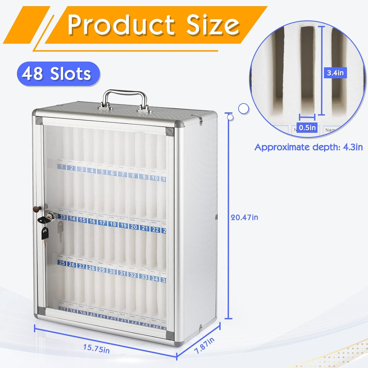 36 Slots Aluminum Alloy Pocket Chart Storage Cabinet Q1752