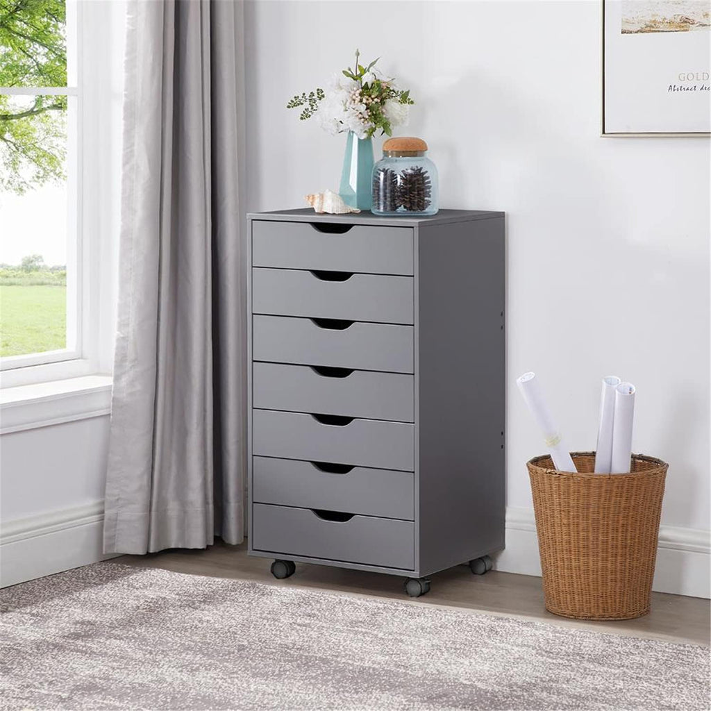 Gray 7-Drawer Mobile File Cabinet D5950
