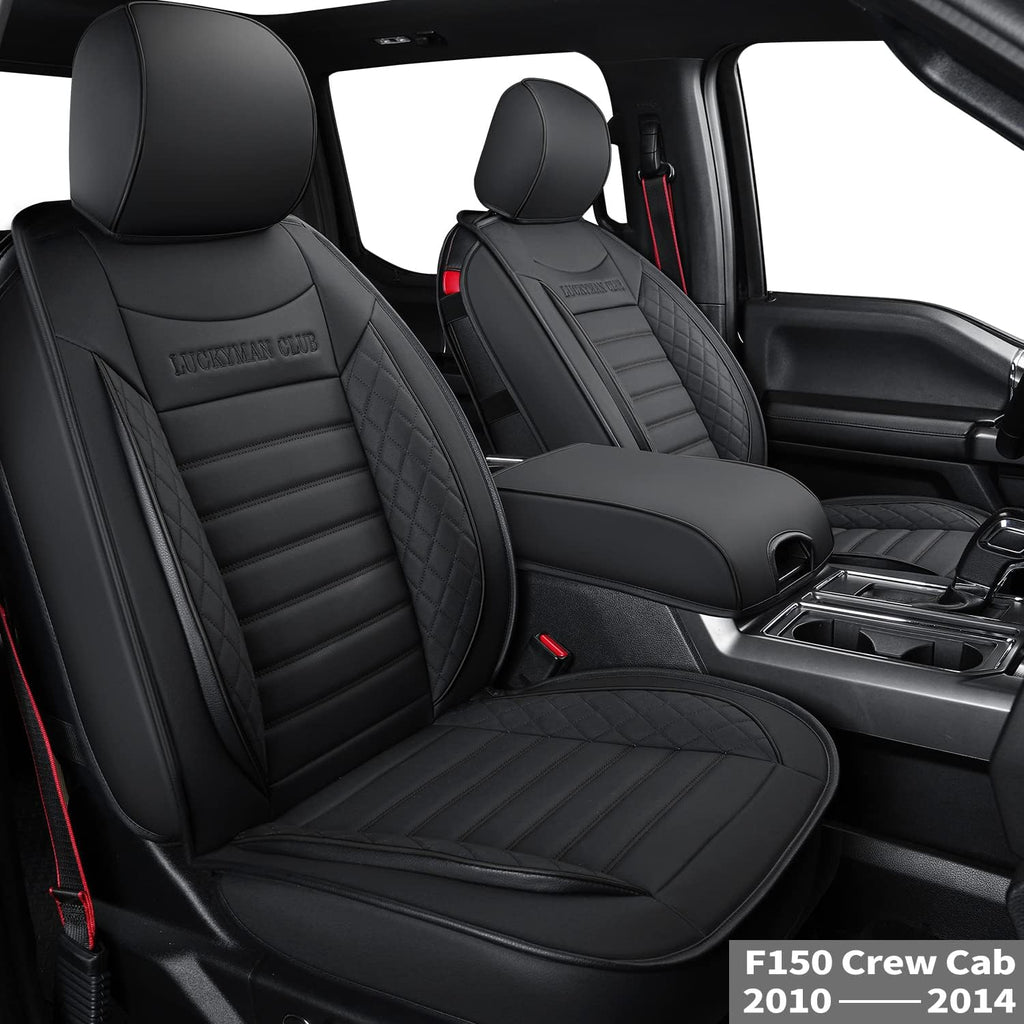 F150 Crew Cab Faux Leather Seat Covers (Black & Blue) P1784
