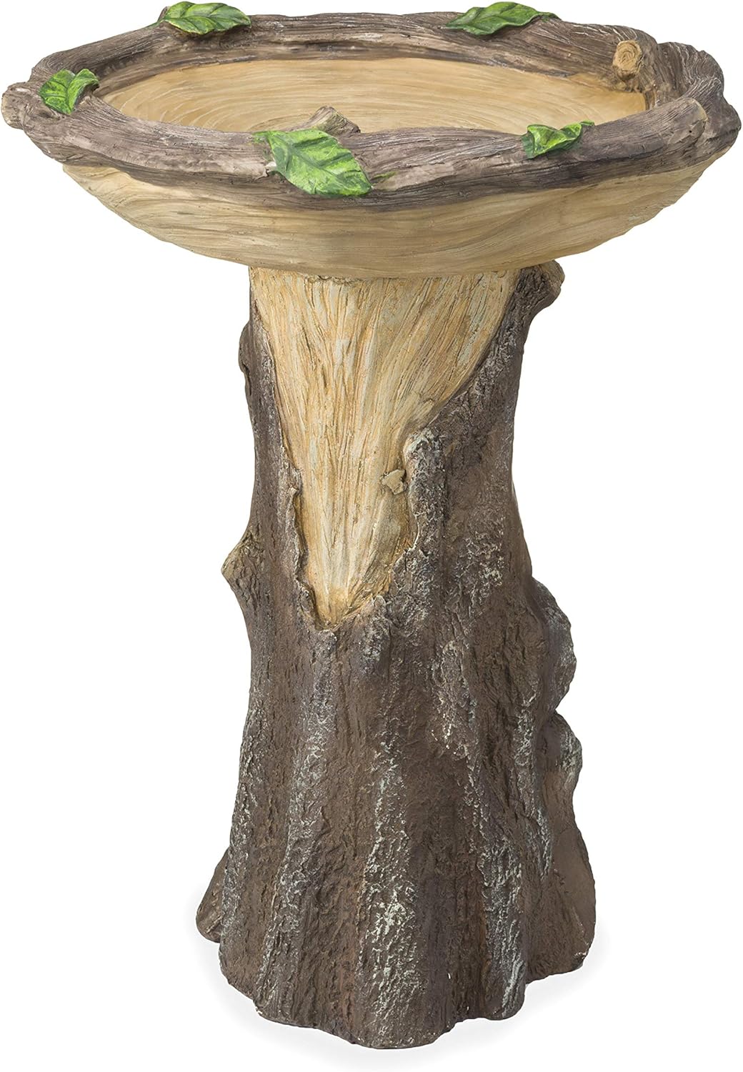 Full-Size Fairy Garden Birdbath with Miniature Fairy House in A Tree Stump, Hand-Painted Wood-Look Resin, 18 Dia. x 23½H Pack of 2 N183