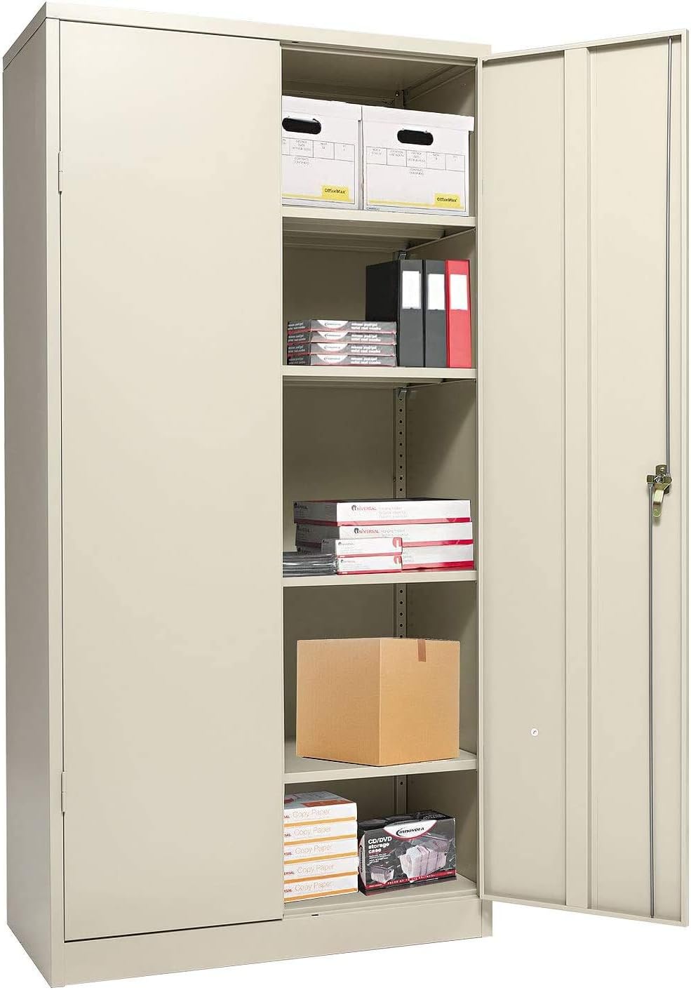 Grey Metal Storage Cabinet with Locking Doors and 2 Adjustable Shelves X444