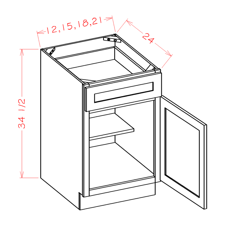 Grey High-Density Fiberboard Base Cabinet with 1 Door, 1 Drawer, 1 Shelf C52164