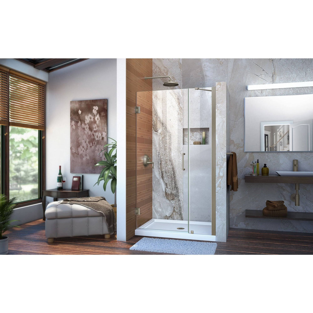 Brushed Nickel Frameless Hinged Shower Door X658341