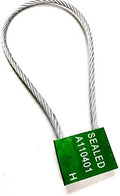 Green Galvanized Steel Lock Seals 14” Long 5mm Self-Lock Pull Tight Adjustable Metal Cable, Pack of 2 R648