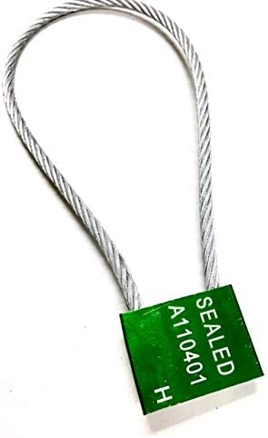 Green Galvanized Steel Lock Seals 14” Long 5mm Self-Lock Pull Tight Adjustable Metal Cable, Pack of 2 R648