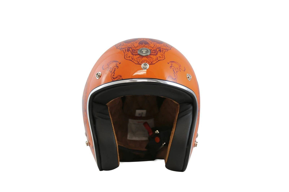 Open Face Helmet with Craneo Graphics (Orange, Large) V36836