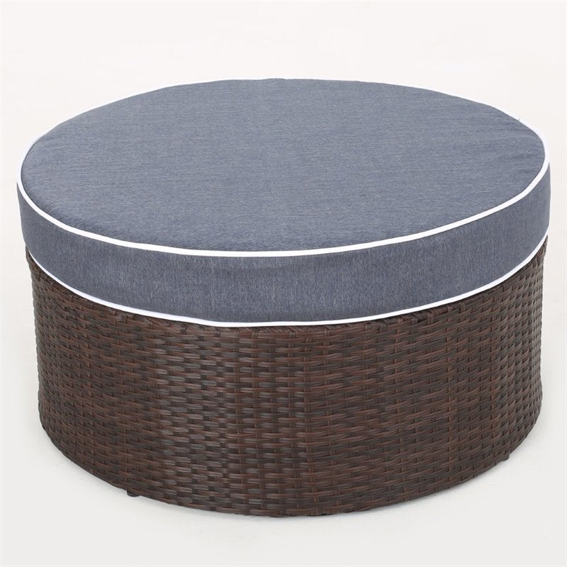 Navy Blue 4 Piece Outdoor Wicker Sectional Sofa Set X790