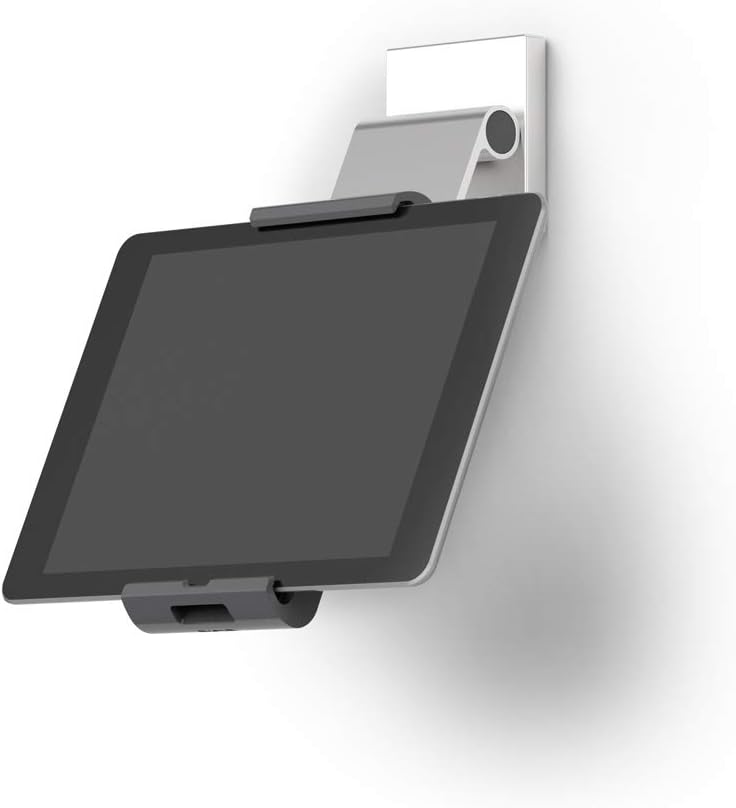 Tablet Holder Wall/Cabinet Mount, 360 Degrees Rotation, Anti-Theft Device, Silver/Charcoal, Pack of 2 I797131