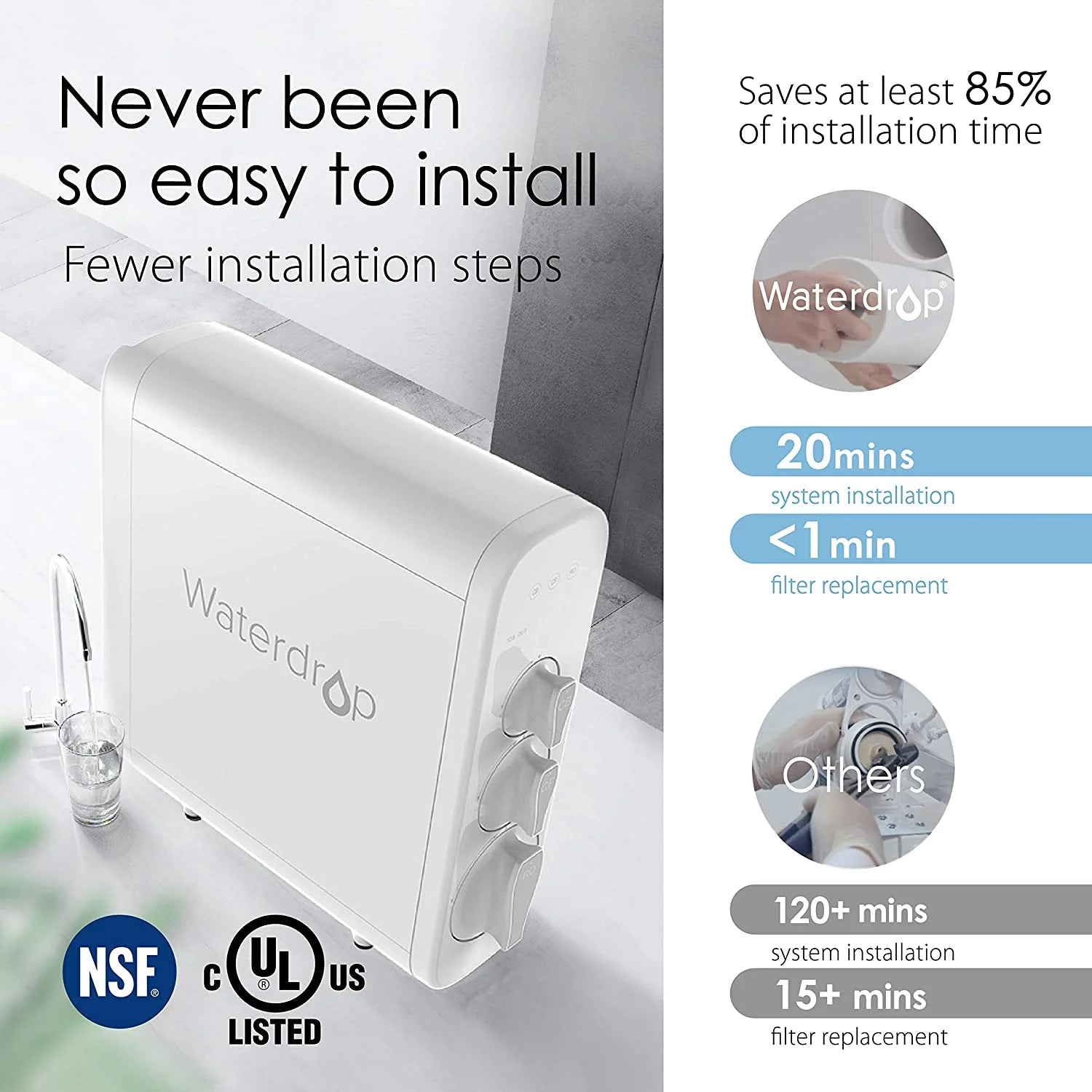 Tankless 7 Stage Reverse Osmosis Drinking Water Filtration System with Smart Faucet H753