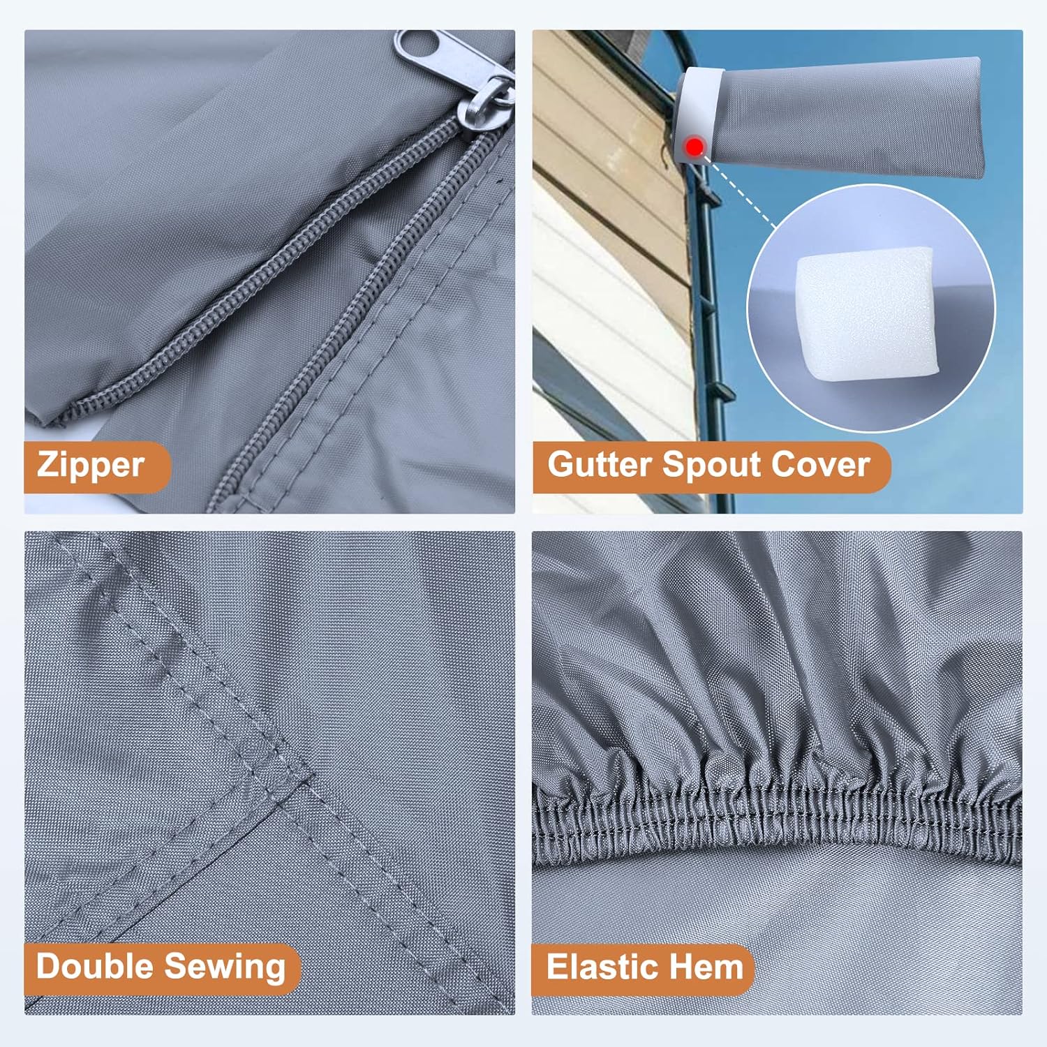 Waterproof 210D Travel Trailer RV Cover with 4 Gutter Spout Covers X40527