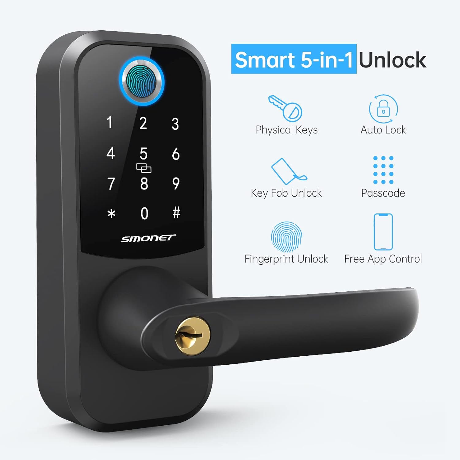 Fingerprint Door Lock with Keypad, Keyless Entry Door Lock with Handle Y35651