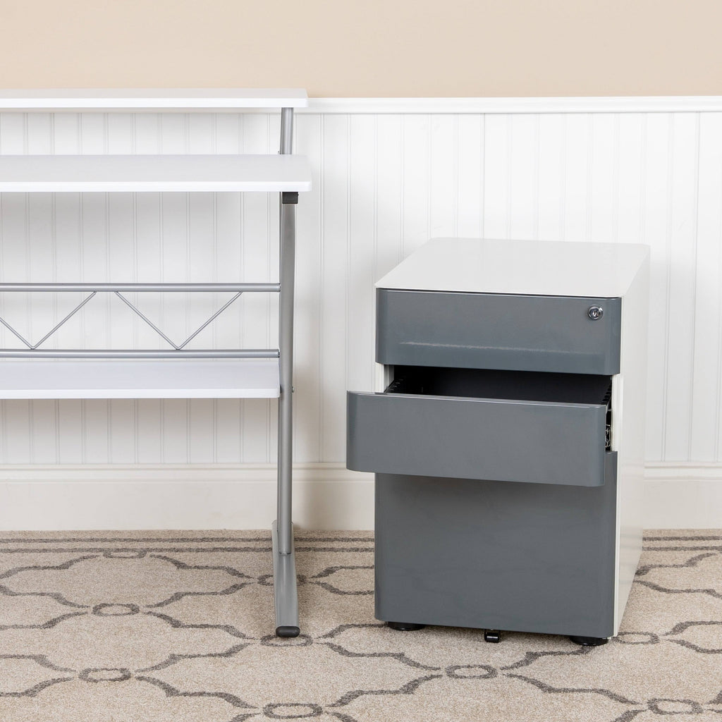 White 3-Drawer Locking Filing Cabinet Z937911