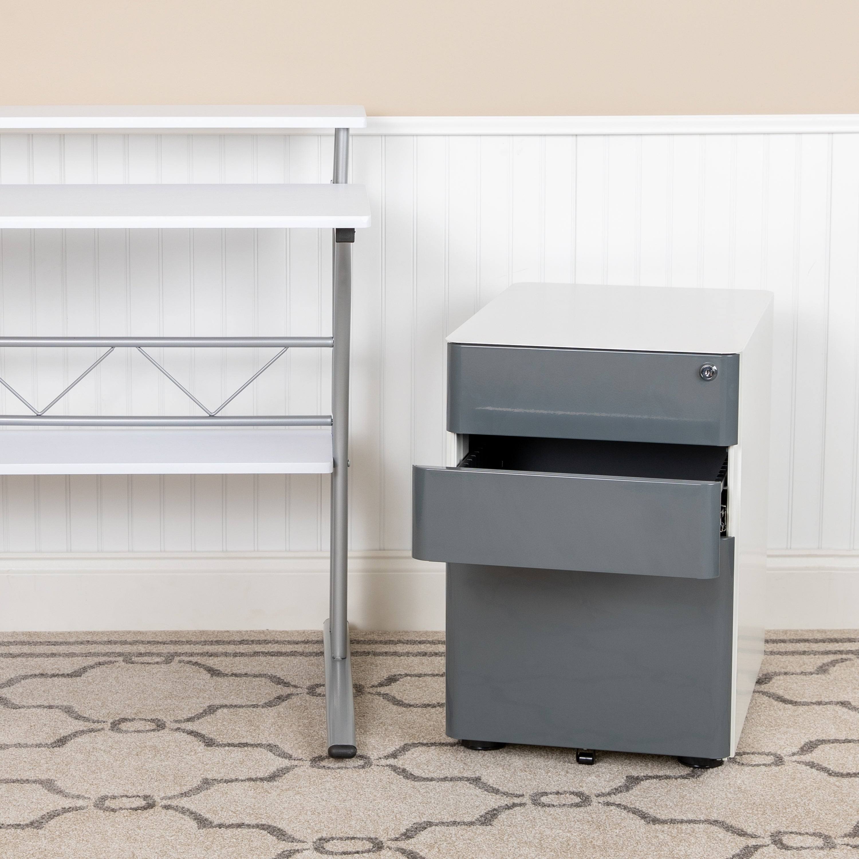 White 3-Drawer Locking Filing Cabinet Z937911