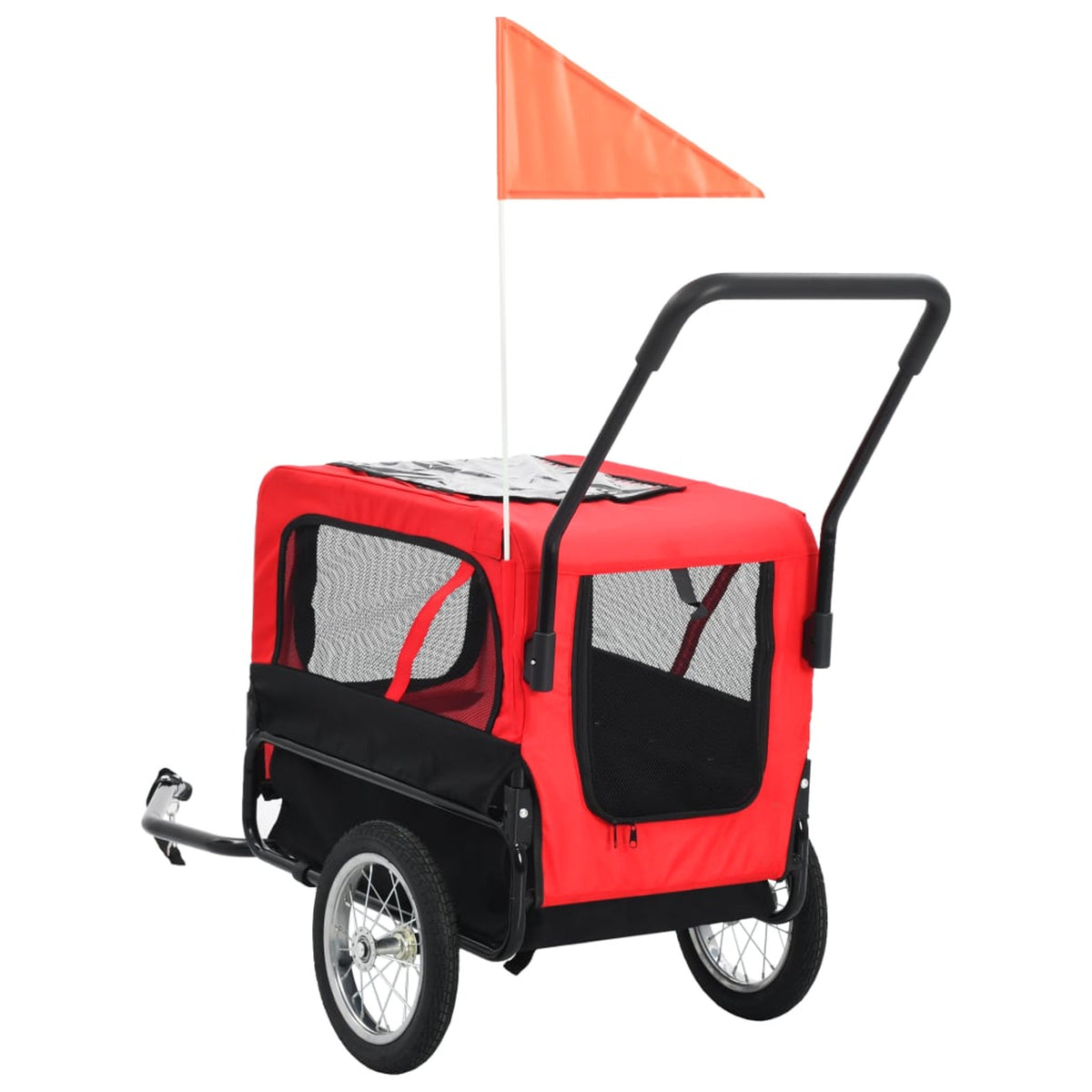 Red and Black Pet Bike Trailer and Jogging Stroller with Storage Bag N2471