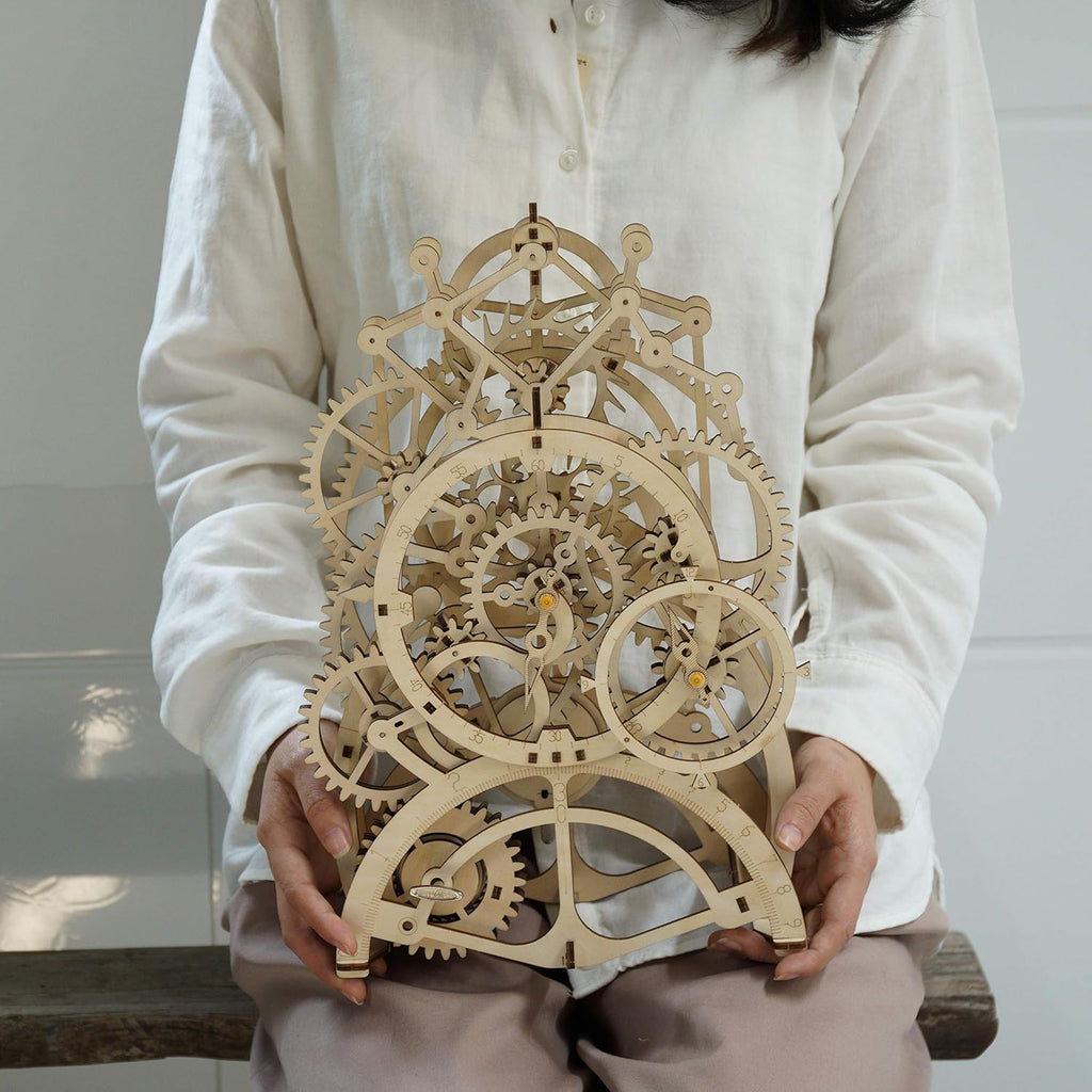 Pendulum Clock 3D Wooden Puzzle DIY Model Building Kit Q7156