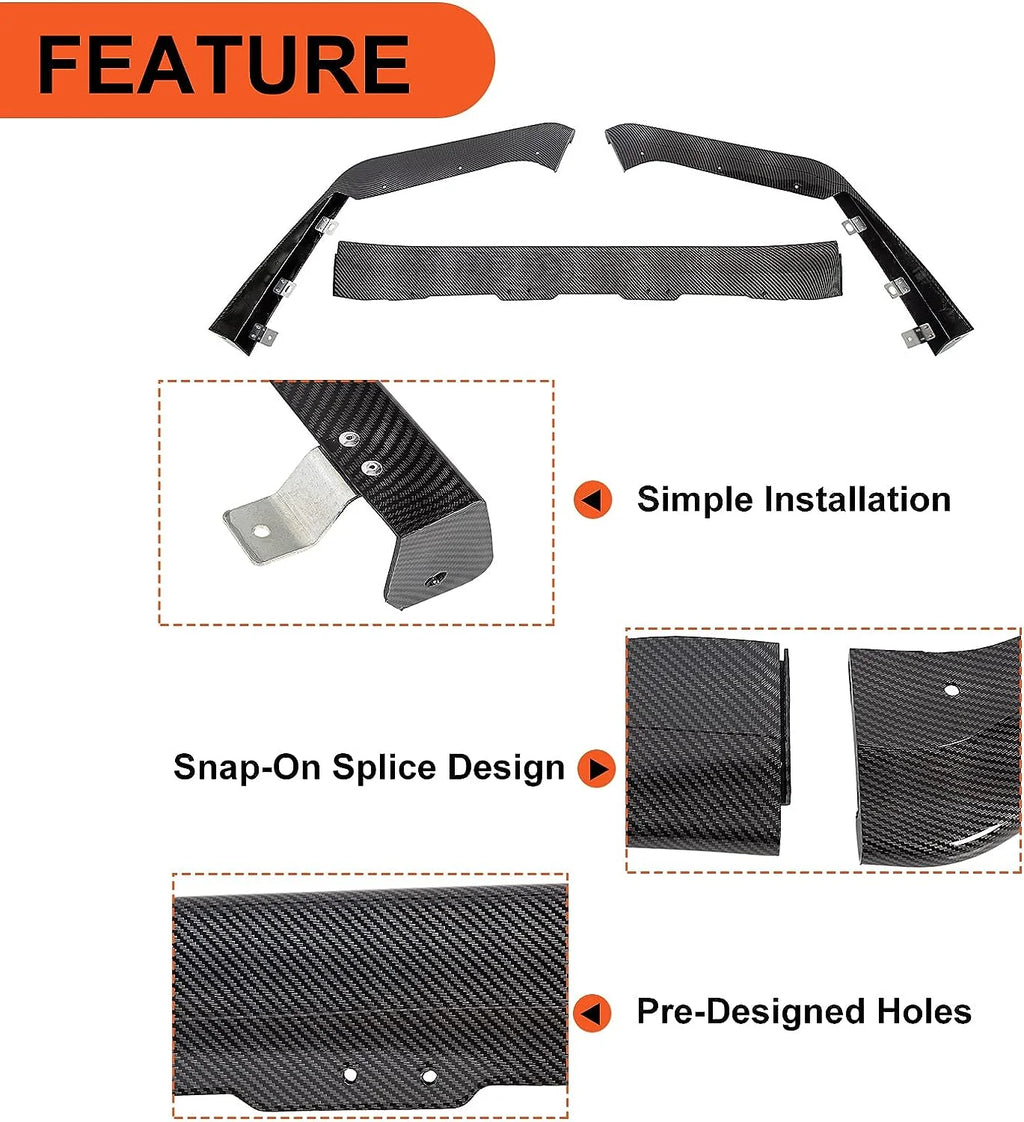 Carbon Fiber Look Front Bumper Lip Spoiler Splitter Side Body Kit Q42452