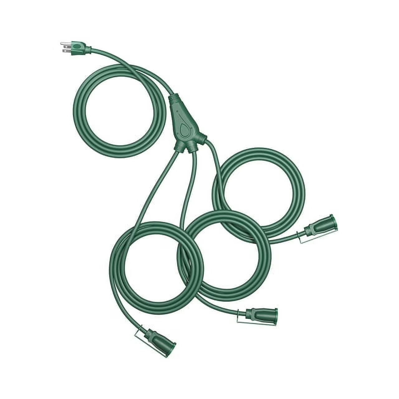 25 FT Outdoor Extension Cord with 3 Outlets, 16 AWG 3 Prong Grounded Green Power Cord C709789