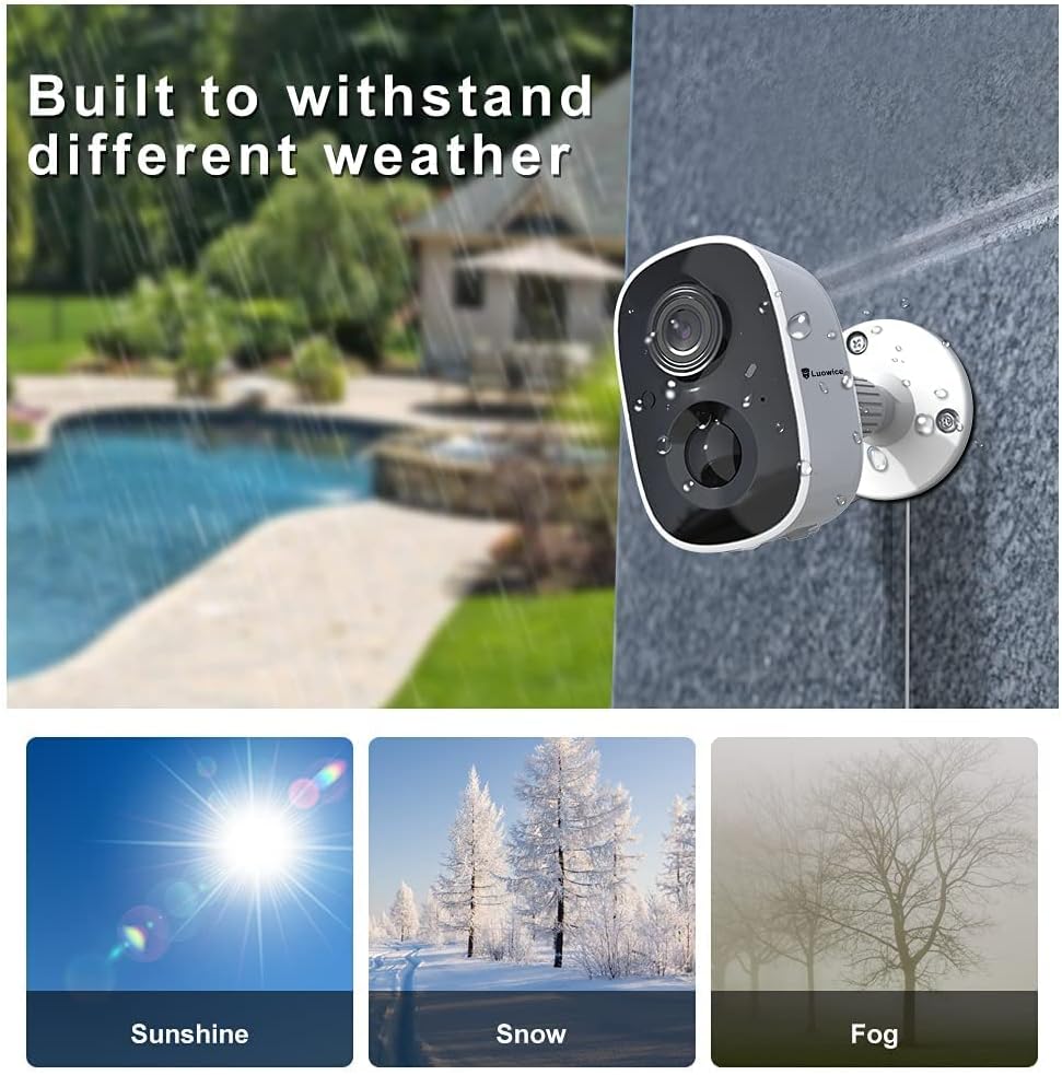 Wireless Outdoor Security Camera with Light Night Vision Rechargeable Battery AI Motion Detection E992947