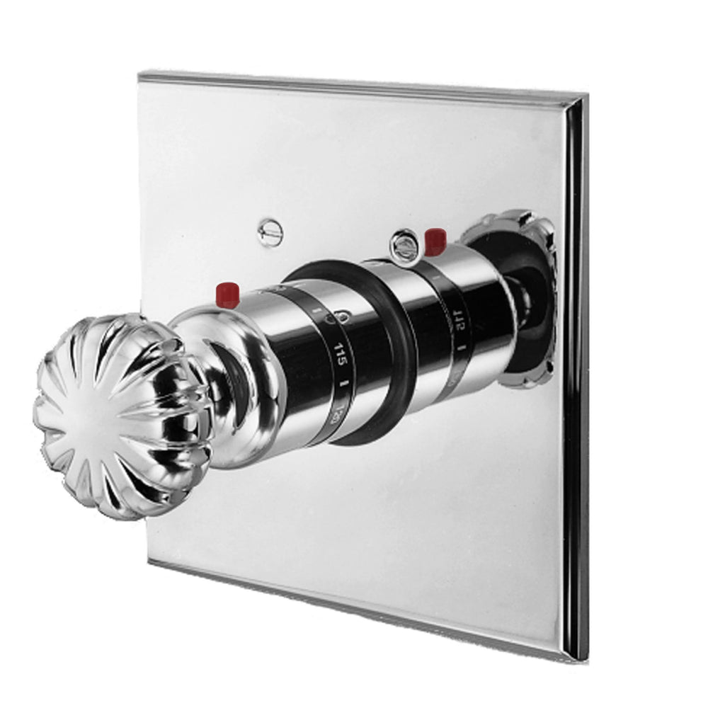 White Square Thermostatic Trim Plate with Handle Y697284
