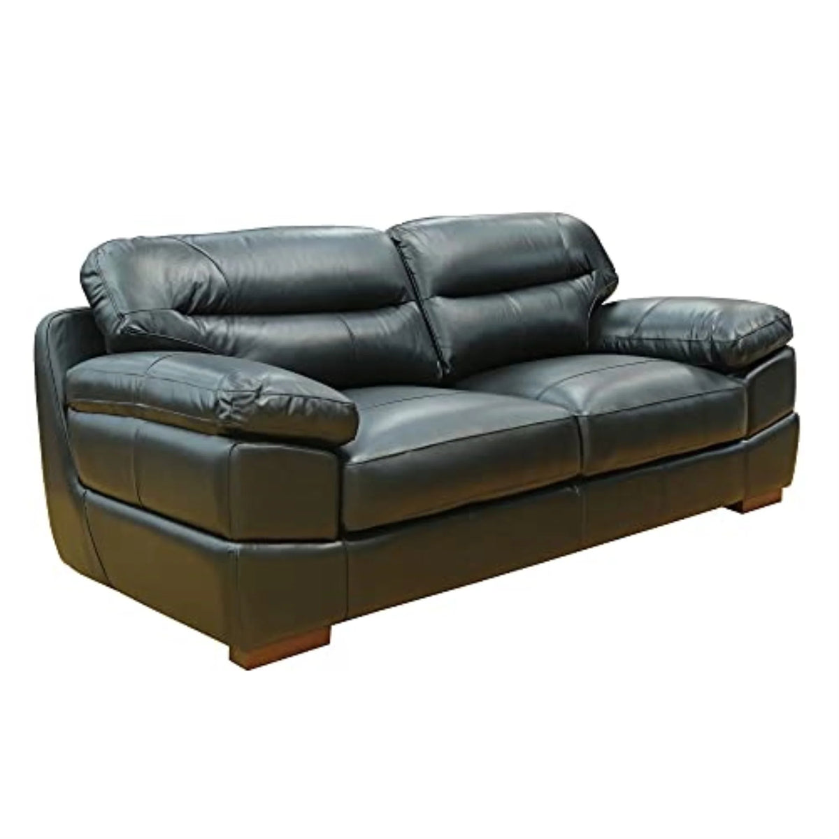 3-Piece Top-Grain Leather Living Room Set in Black G642