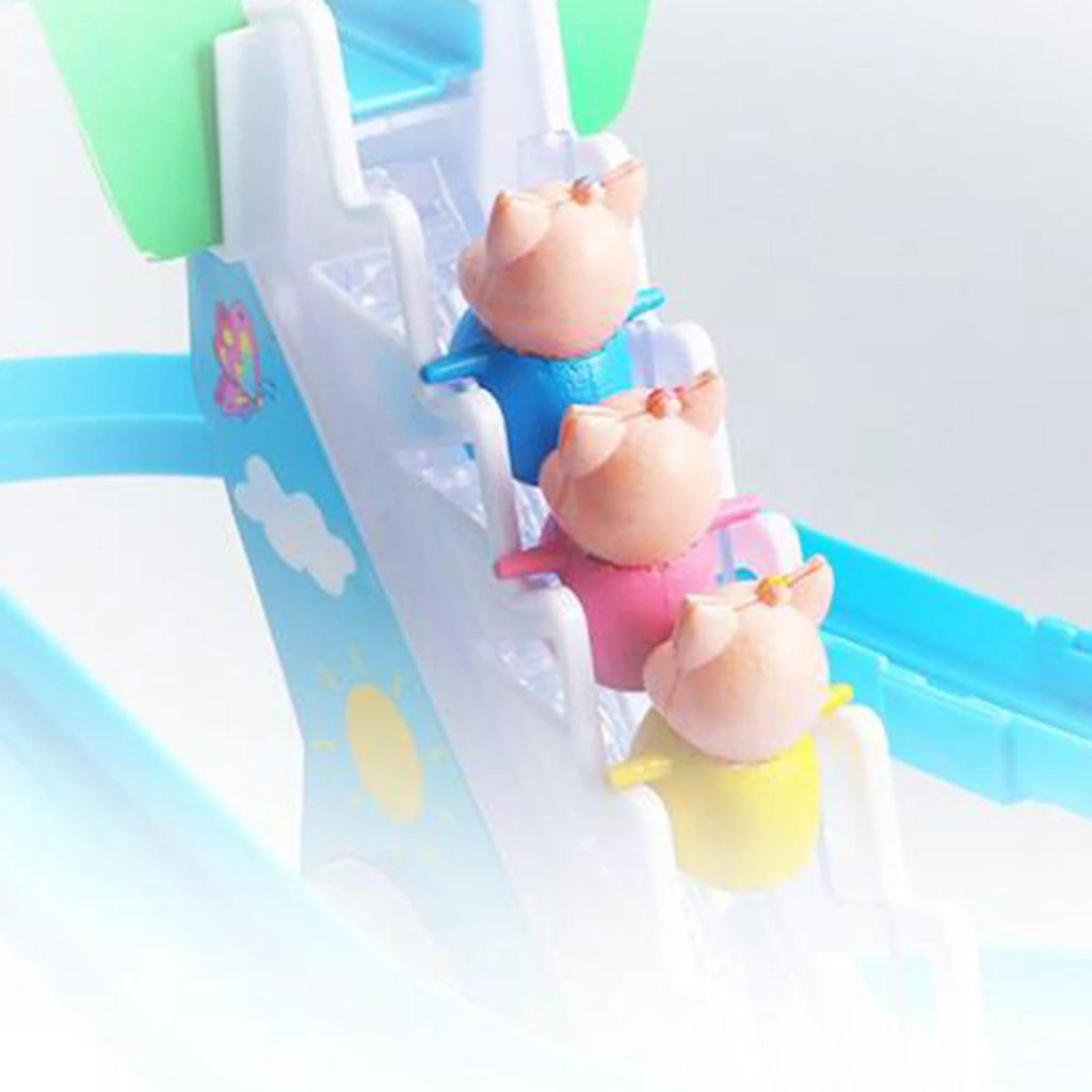 Electric Climbing Stair Toy with LED Flashing Lights Children's Roller Coaster Toy Set, 15x30x27cm A33707