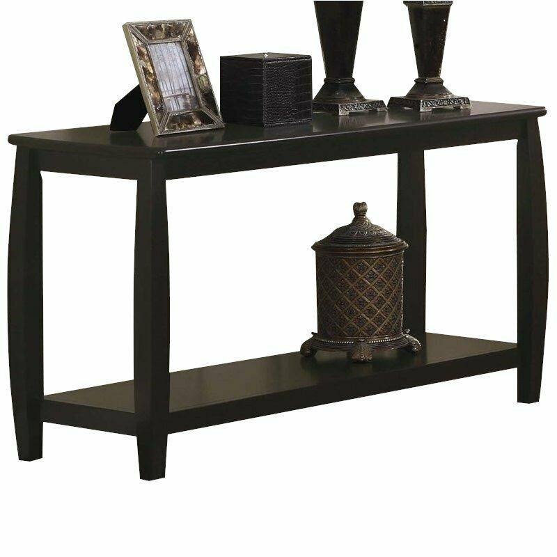 Cappuccino Rectangular Console Table with Bottom Shelf F7617