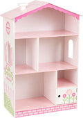 Wooden Dollhouse Bookcase with Shelves and Hidden Storage J389671