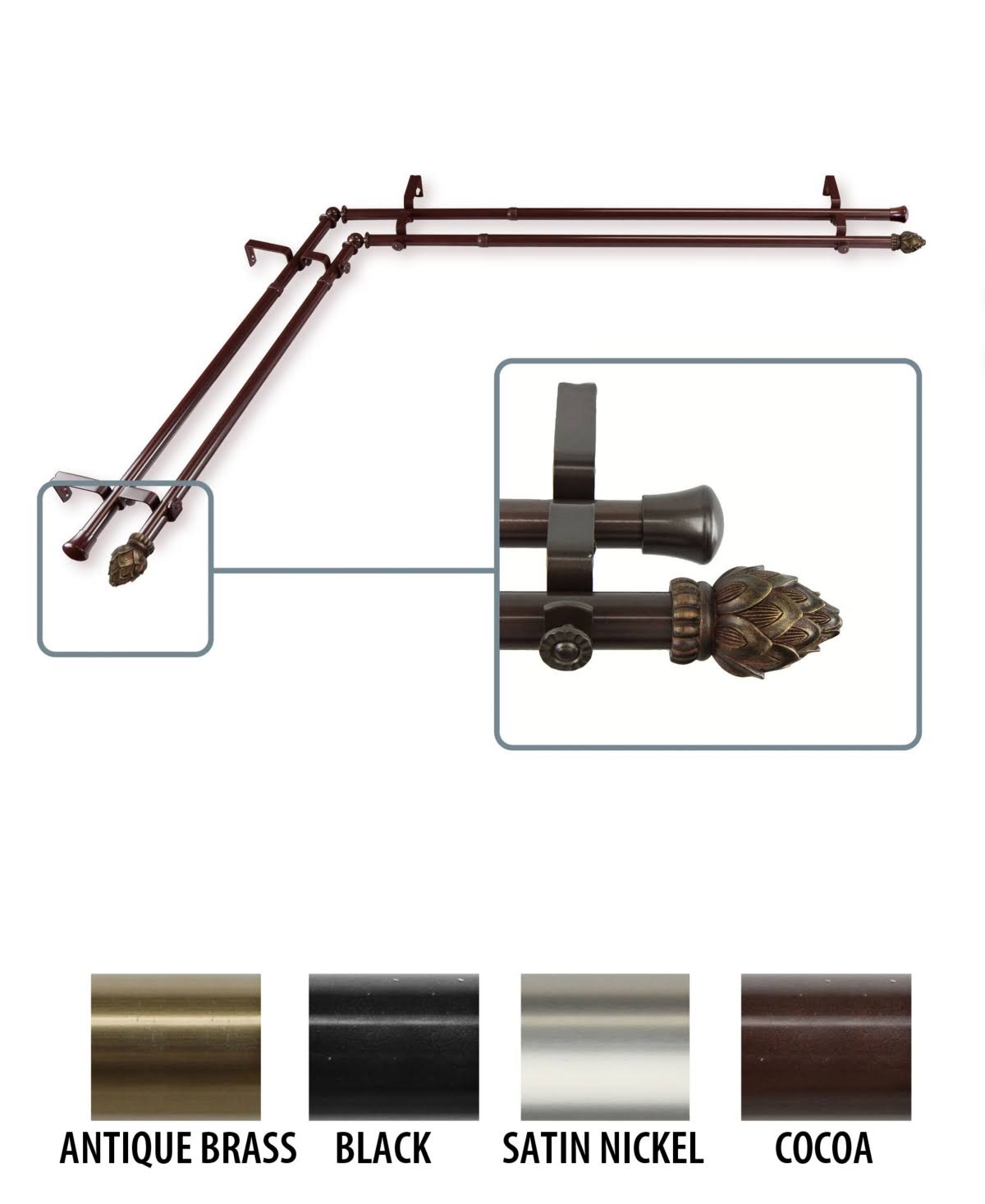 Antique Brass Corner Window Double Rod K806267