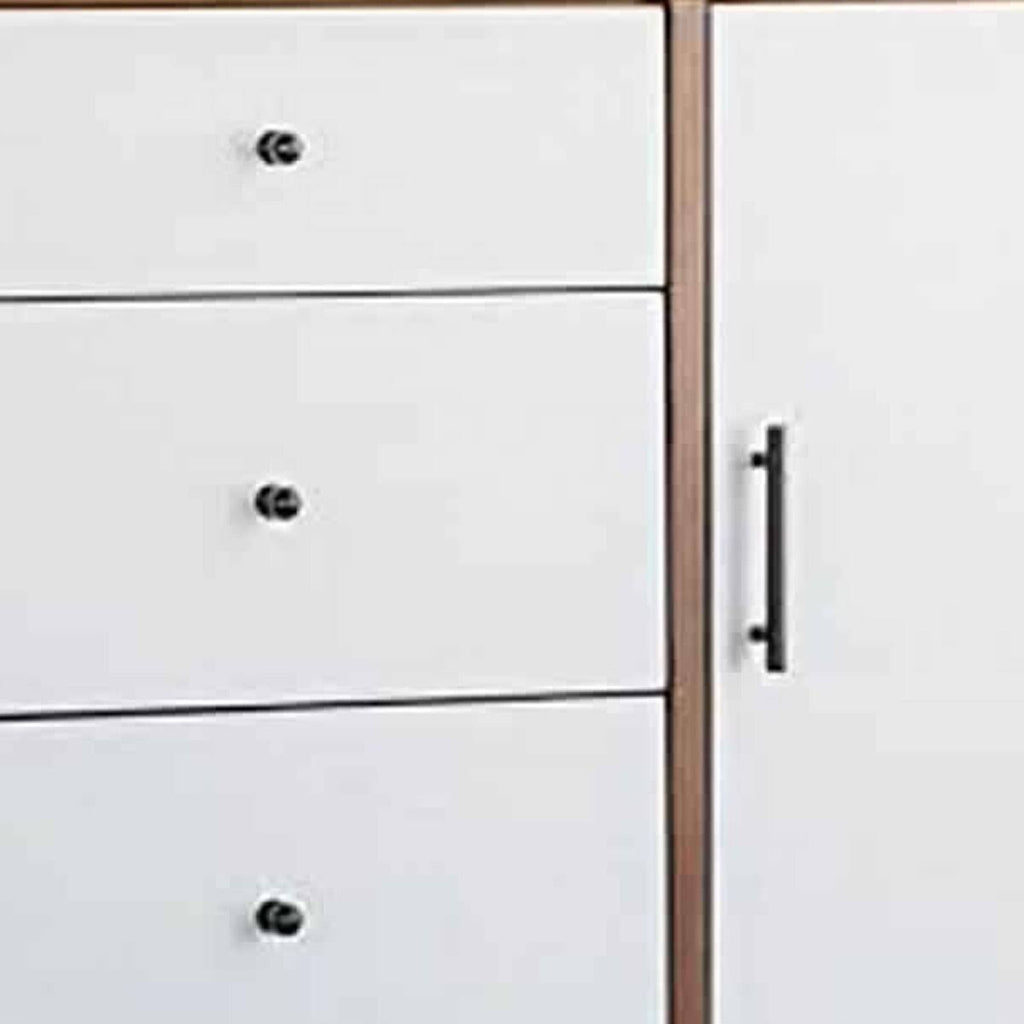 Brown and White Wooden Accent Cabinet with 3 Drawers and 1 Door H119